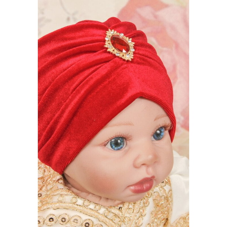 Turban Catifea Rosu pentru bebeluse
