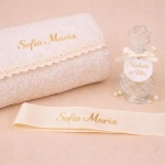 Trusou de Botez fetițe complet, elegant cu detalii aurii si perle - Model Wanda - imagine 2