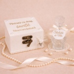 Trusou de botez fetiță cu tulle alb și buline - Model Daisy Alb - imagine 3