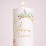 Lumânare de botez pentru fetiță, elegantă  cu print – Model Anna - imagine 2