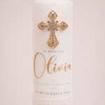 Lumânare de botez pentru fetiță, elegantă, clasică – Model Olivia - imagine 2