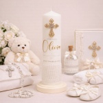Lumânare de botez pentru fetiță, elegantă, clasică – Model Olivia - imagine 3