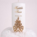 Lumânare de Botez elegantă cu detalii aurii - Model Queen - imagine 2