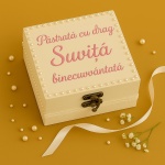 Trusou de botez fetiță cu broderie roz personalizată și perle - Model Little Princess - imagine 2