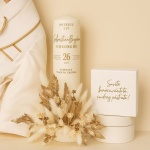 Lumanare de Botez cu puf auriu si personalizare, 34 cm - Model Karmen - imagine 2