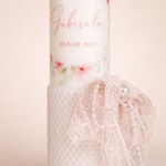 Lumânare de Botez cu print floral, perle și dantela elegantă - Model Amira - imagine 2