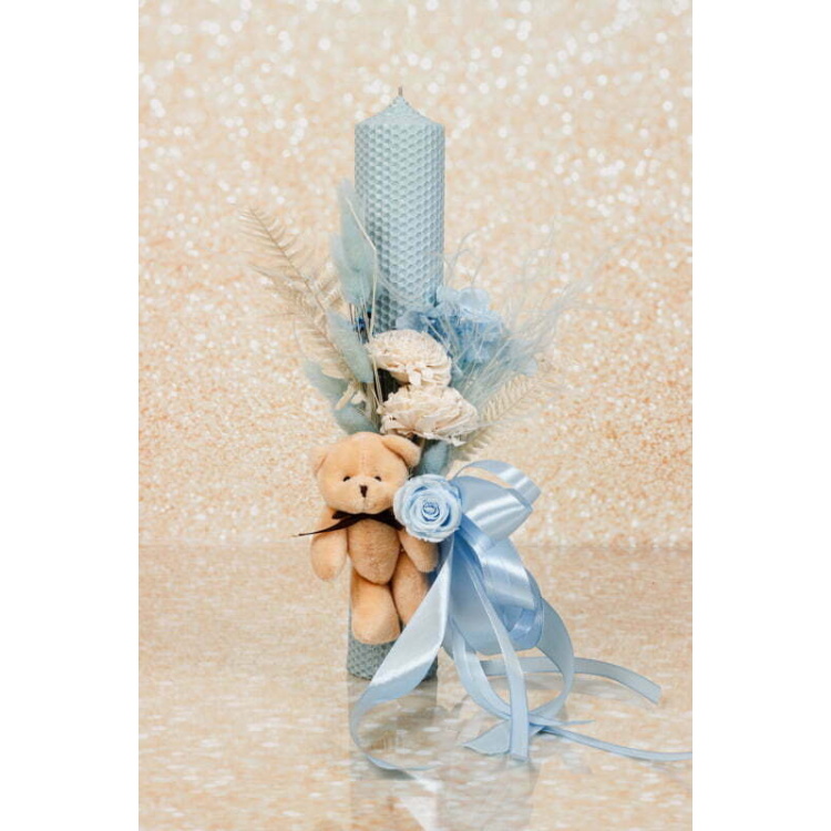 Lumanare Botez Ursulet Floral - Ceara Naturala - imagine 1