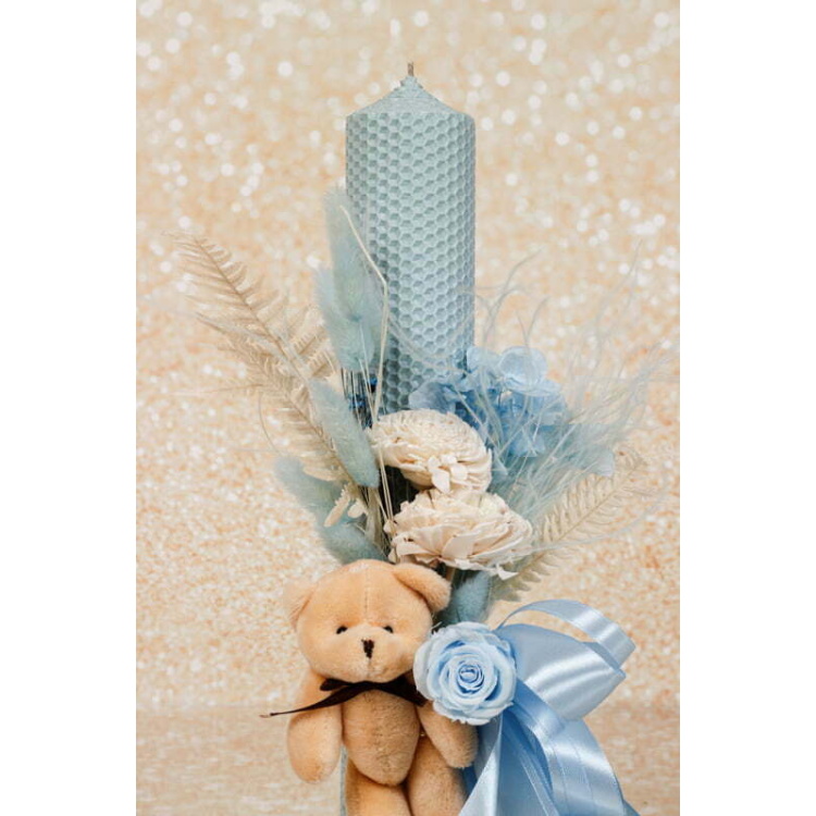 Lumanare Botez Ursulet Floral - Ceara Naturala - imagine 6