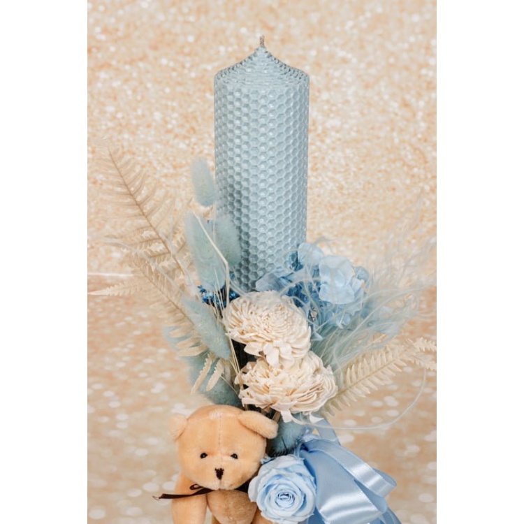 Lumanare Botez Ursulet Floral - Ceara Naturala - imagine 5
