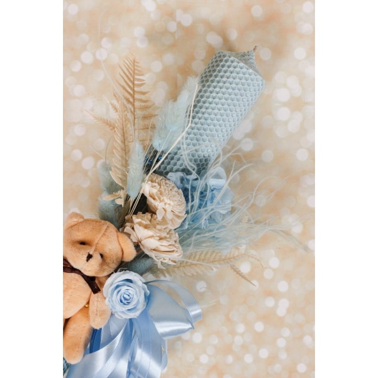 Lumanare Botez Ursulet Floral - Ceara Naturala - imagine 3