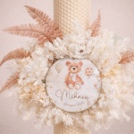 Lumânare de Botez din ceara naturală, tematică ursuleț - Model Teddy Pastel - imagine 3