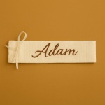 Trusou de Botez Natural Chic - catifea cappuccino, dantela ivory și inimă gravată pe lemn - imagine 3