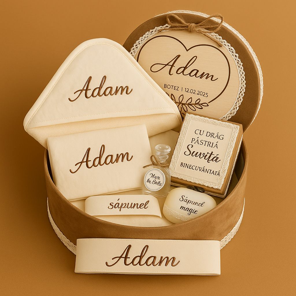 WhatsApp Image 2025-10-13 at 16.13.50 (5) Trusou de Botez Natural Chic - catifea cappuccino, dantela ivory și inimă gravată pe lemn - imagine 6