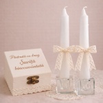 Trusou de Botez Natural Chic - catifea cappuccino și inimă gravată pe lemn. - imagine 4