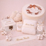 Trusou de Botez fetiță și băiețel vintage, cu bumbac și dantelă - Model Bumbăcel - imagine 4