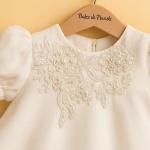 Rochita de Botez, din tulle alb si detalii cu perle - Model Ophelia - imagine 2