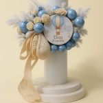 Lumanare de Botez din parafină pentru băiețel, cu detalii albastre - Model Elias - imagine 2