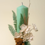 Lumanare de Botez pentru băiețel din parafină verde și ursuleț - Model Sage - imagine 3