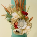 Lumanare de Botez din parafină verde cu detalii florale - Model Noble - imagine 2