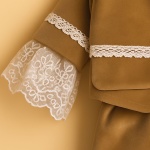 Costum din catifea maro cu dantela de bumbac pentru baiat - Model Capuccino - imagine 3