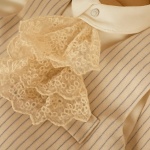 Costum de botez băiat, din stofă subțire cu dungi și jabou din bumbac - model Bogo - imagine 3