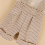 Costum de botez baiat, model de vara din stofa subtire cu dungi - model Gigi - imagine 3