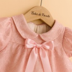 Rochiță eleganta cu brocard floral si tulle roz - Model Elise - imagine 2