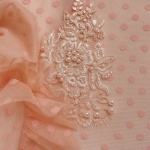 Rochiță elegantă din tulle cu buline roz si detalii florale - Model Wanda - imagine 3