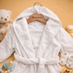 Halat de baie personalizat copii – frotir 100% bumbac, broderie nume - imagine 2