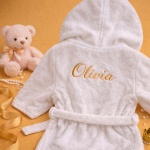 Halat de baie personalizat copii – frotir 100% bumbac, broderie nume - imagine 5