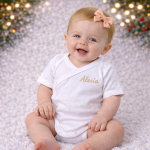 Body alb bebe personalizat cu broderie - nume sau inițiale - imagine 2