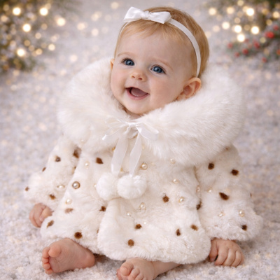 Blăniță botez fetiță ivoar cu perle - iarna – Karina