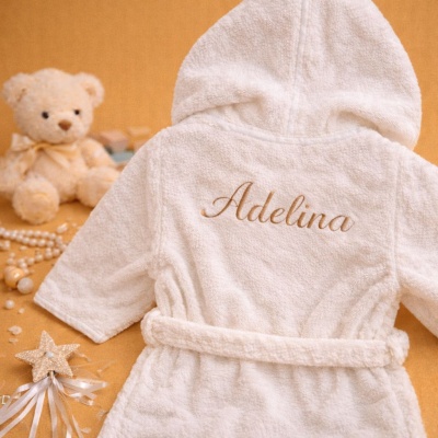 Halat de baie personalizat copii din frotir 100% bumbac cu broderie nume
