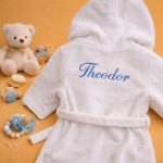 Halat de baie personalizat copii – frotir 100% bumbac, broderie nume - imagine 6