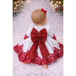 Rochiță albă cu dantelă roșie, bumbac satinat - Model Cindy - imagine 3
