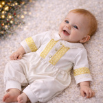 salopeta bebe cu detalii aurii