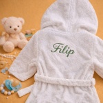 Halat de baie personalizat copii – frotir 100% bumbac, broderie nume - imagine 7
